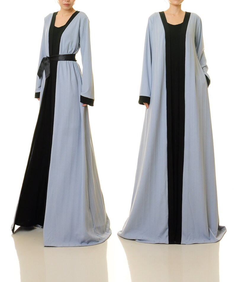 Kimono Duster Pale Blue Duster Coat Abaya Kimono Robe Etsy