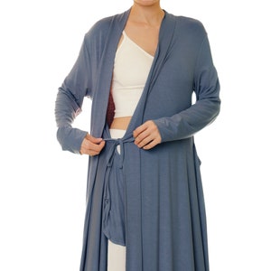 Dressing Gown Wrap Robe Slate Blue Full Length Kimono Wedding Robe ...