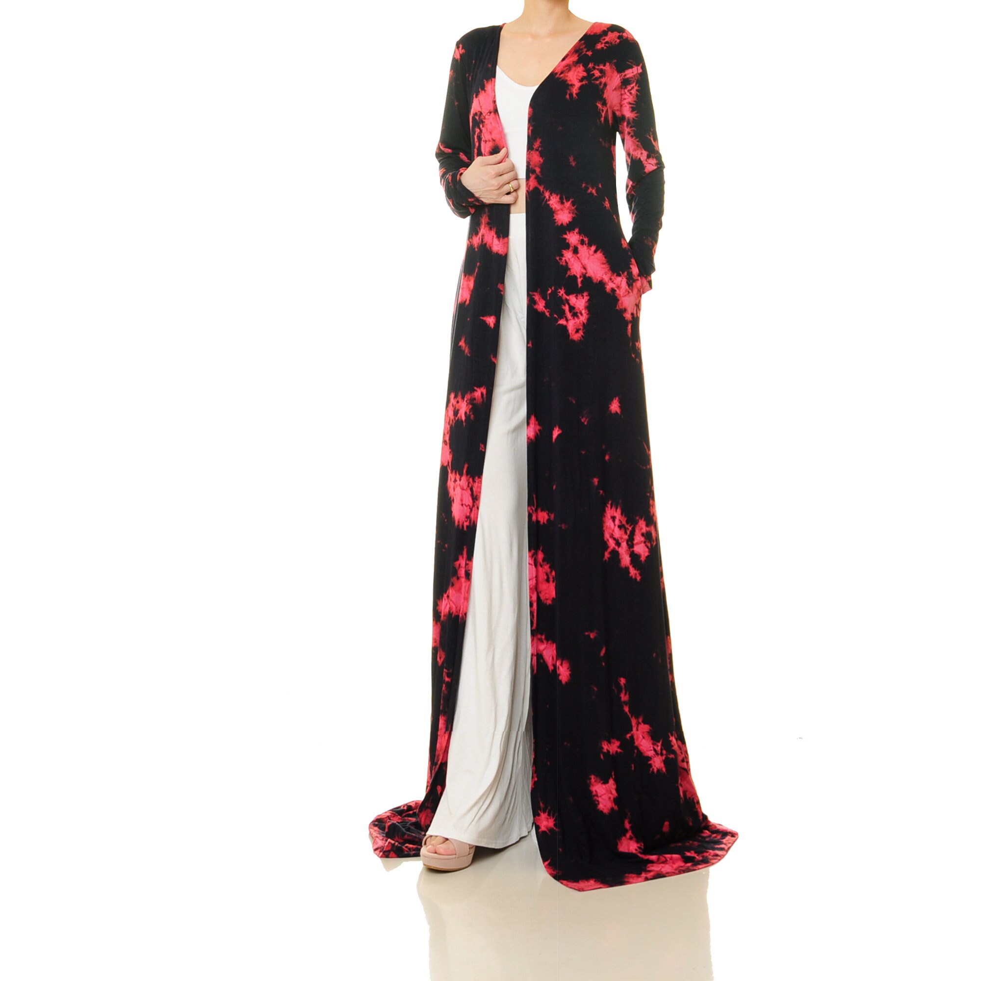 Tie-dye Washer Suspender Long Dress & Shirt Cardigan