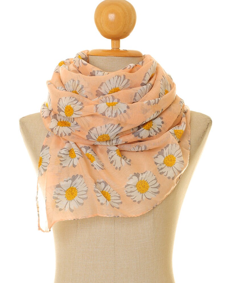 Daisy Scarf Daisy Infinity Scarf Peach Floral Scarf Etsy