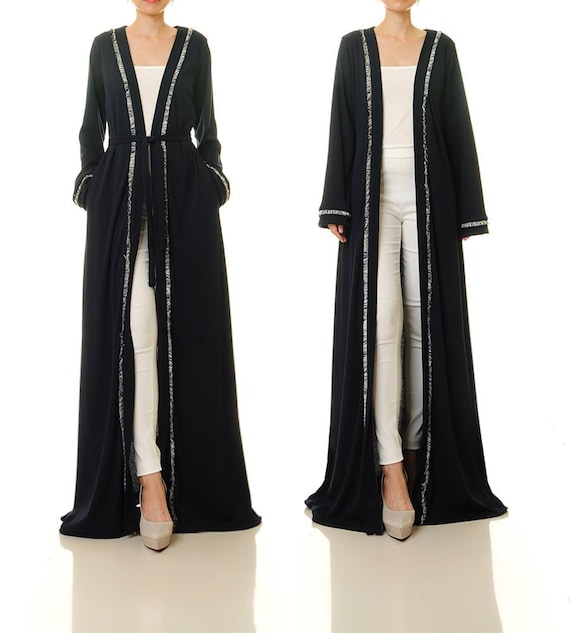 Abaya Kimono Robe Floor Length Cardigan Jacket Navy Duster | Etsy