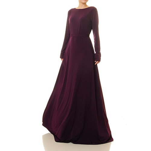 green emerald velvet dress Purple Fit and Flare Long Velvet Dress – The Svaya main image 1