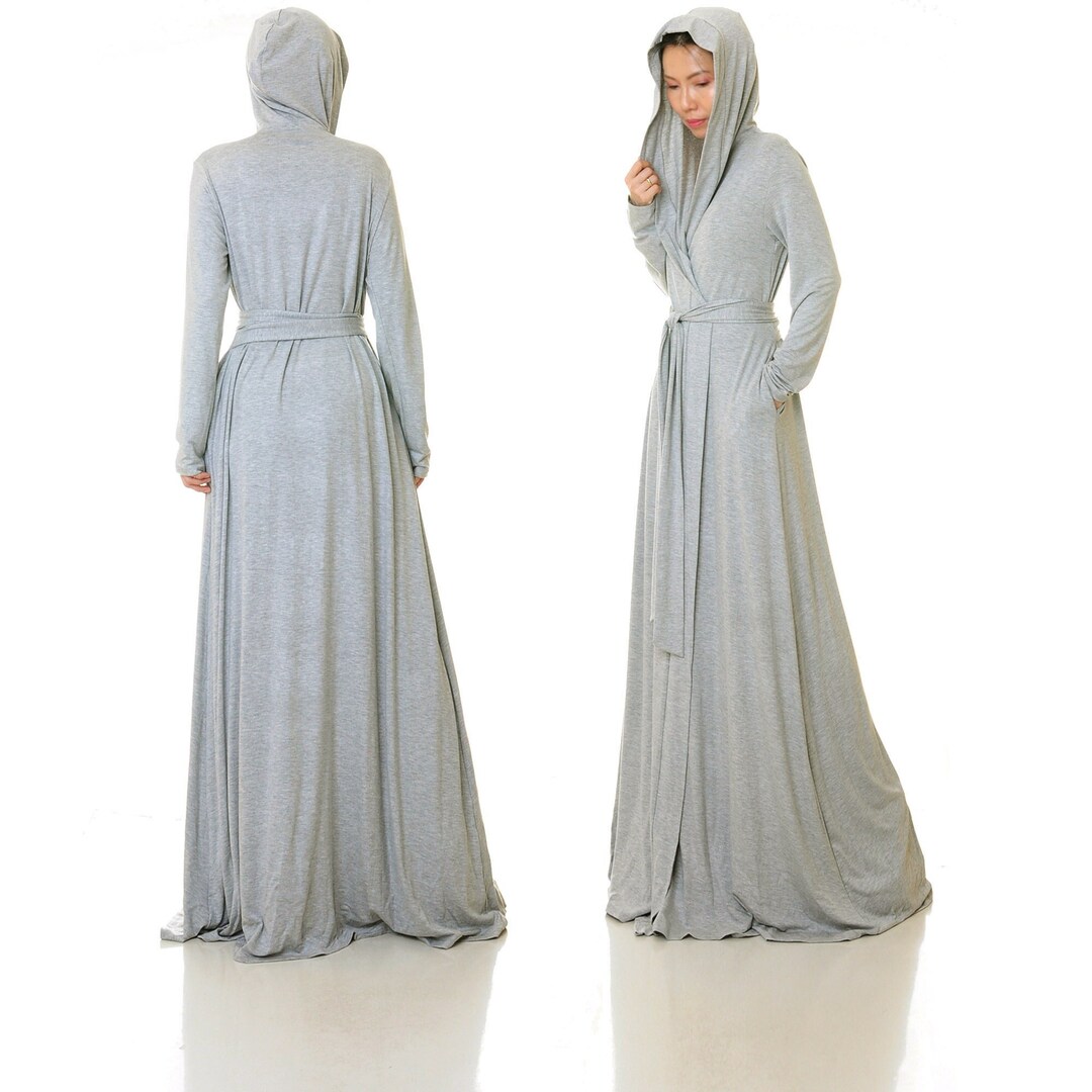 Hooded Sweatshirt Style Robe - Grey –