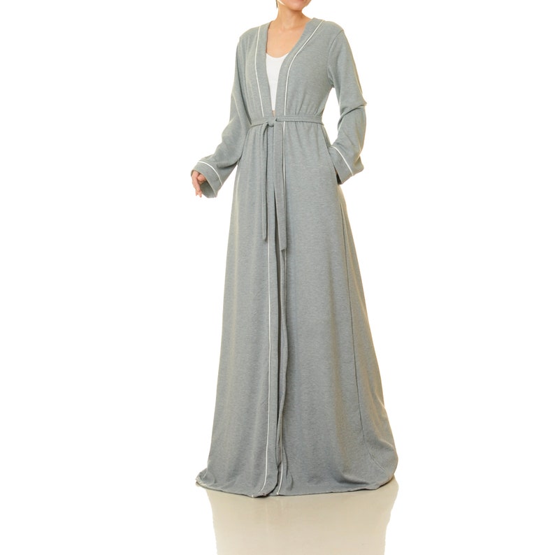 Floor Length Robe Long Sleeve Grey Duster Jacket Kimono Coat | Etsy
