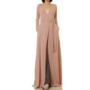 Pink Kimono Robe For Bride | Open Front Cardigan Long Duster Coat | Morning Dressing Gown | Loungewear Women | Coverup Wedding Dress 6582