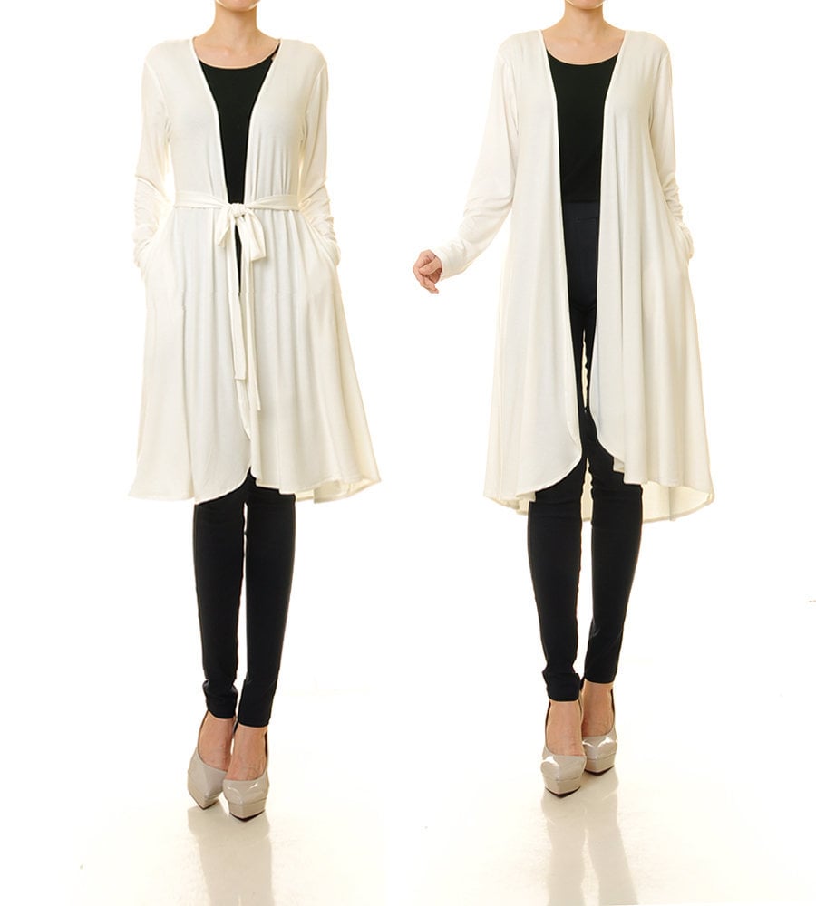 Long white top cardigan duster