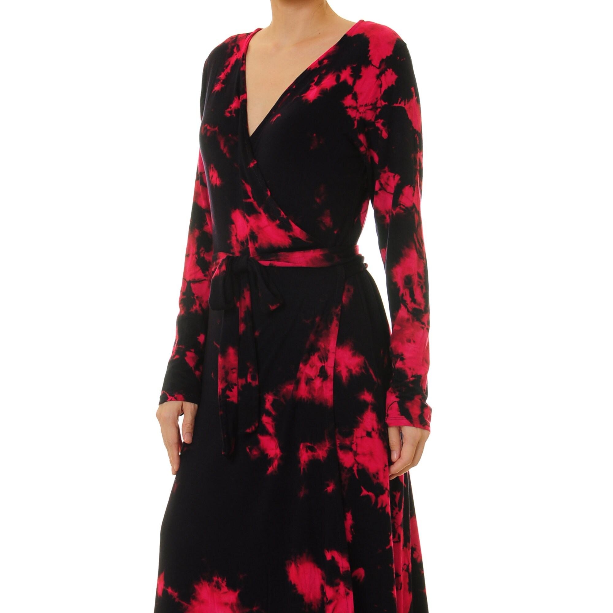 Tie-Dye Tie Waist Wrap Dress