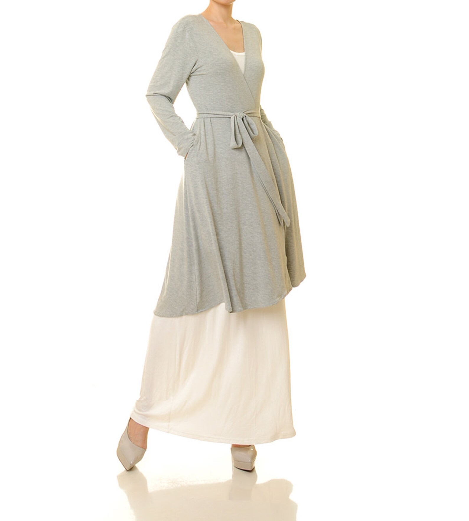 grey duster cardigan