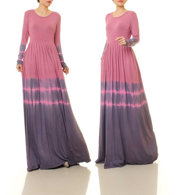 long sleeve tie dye maxi dress