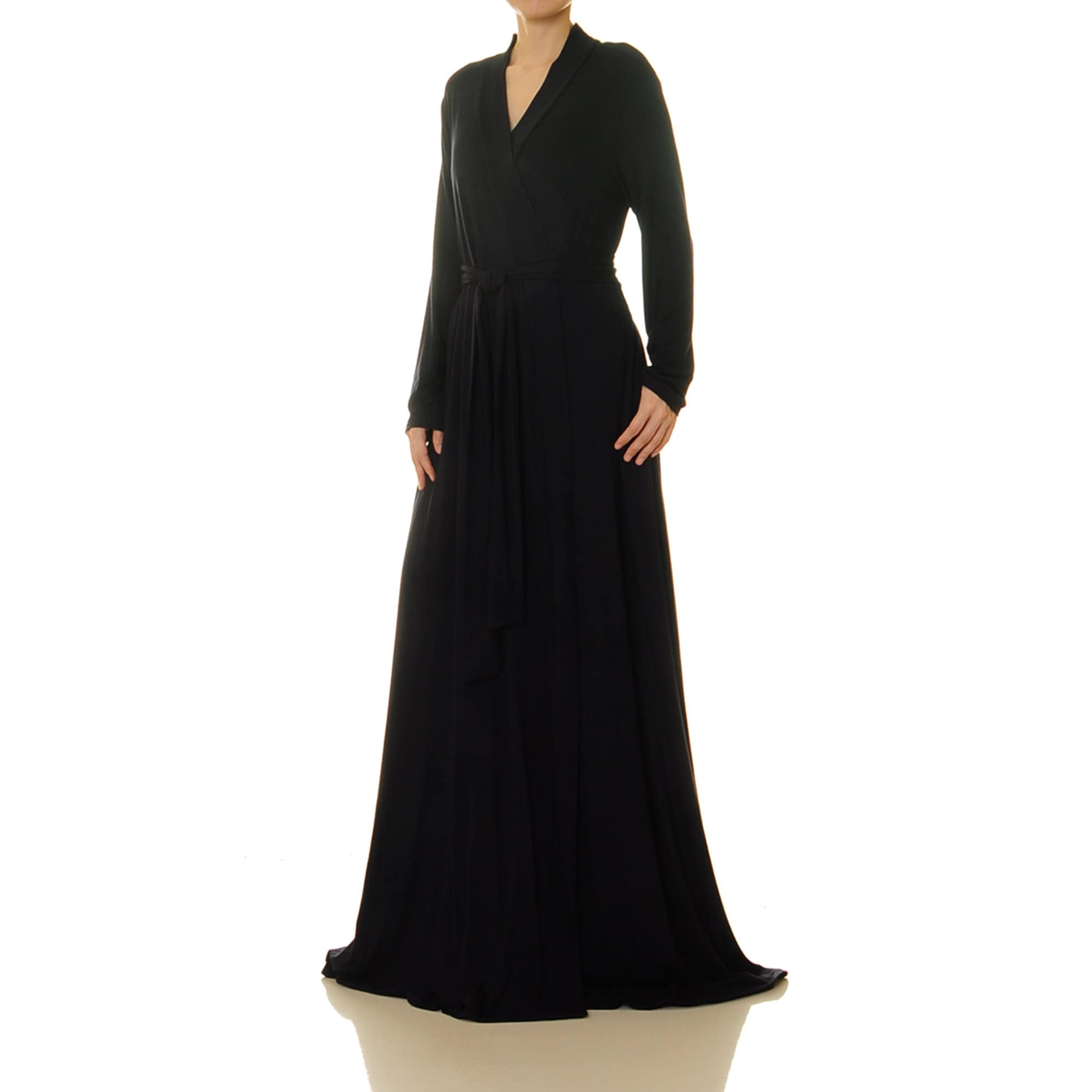 Black Wrap Robe Floor Length Full & Flare Wrap Dress W/ - Etsy Canada