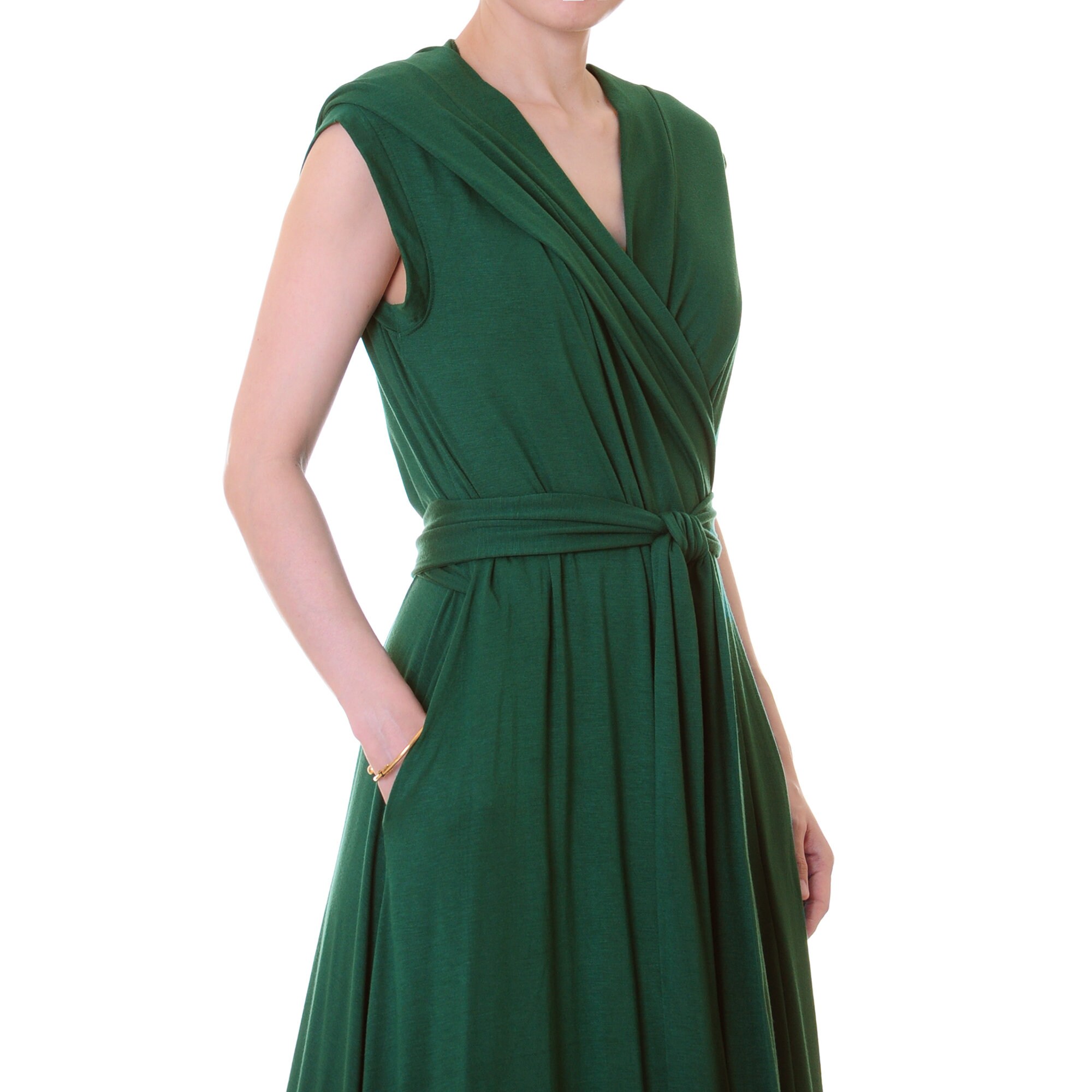 Emerald Green Sleeveless Hoodie Vest Robe: Long Cardigan Festival Dress ...