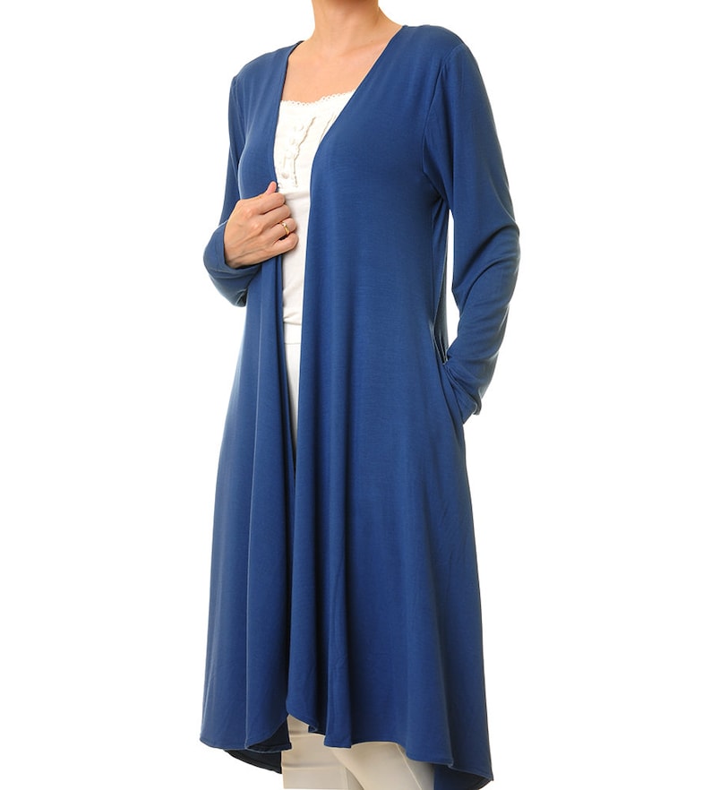 Blue Cardigan Women Navy Duster Cardigan With Pockets Etsy