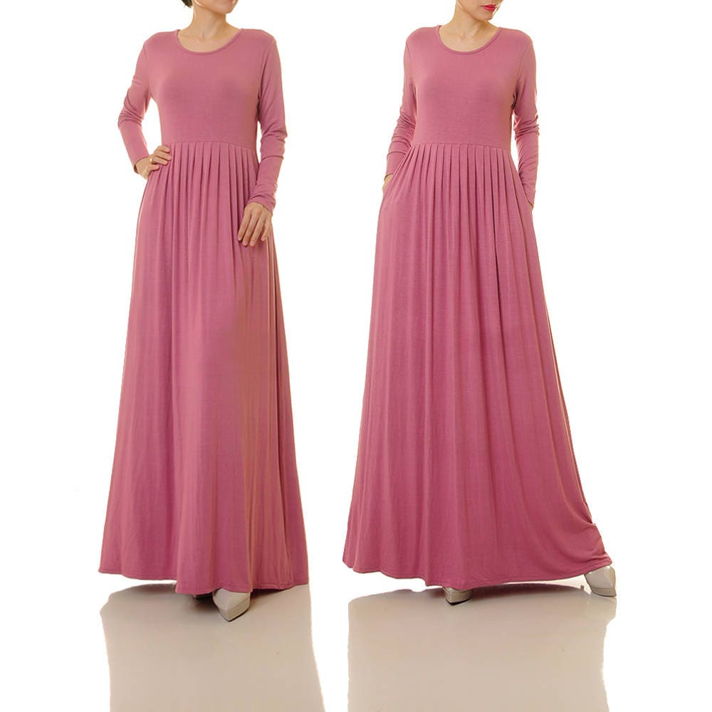 Dusty Pink Dress Long Mauve Dress For Women Pink Knit Etsy