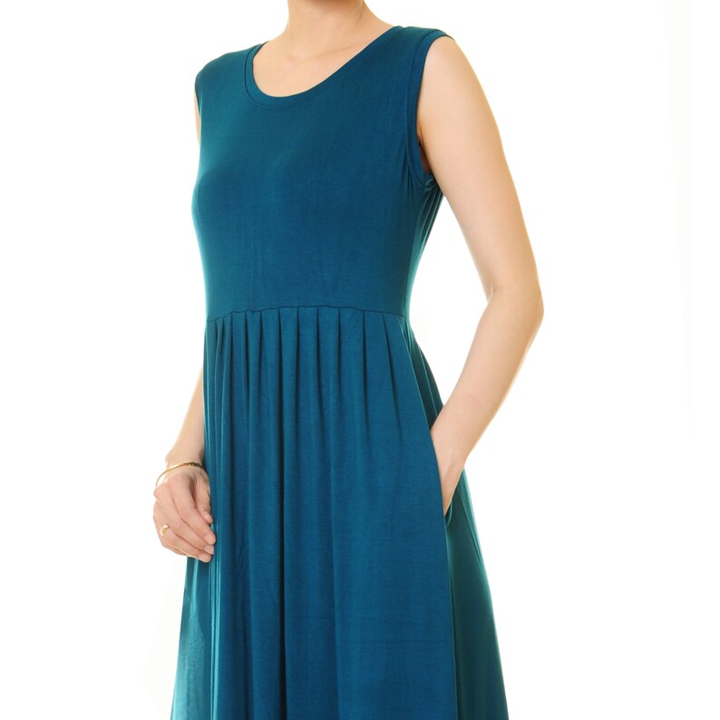Teal Maxi Dress Sleeveless Summer Jersey Knit Dress With Etsy