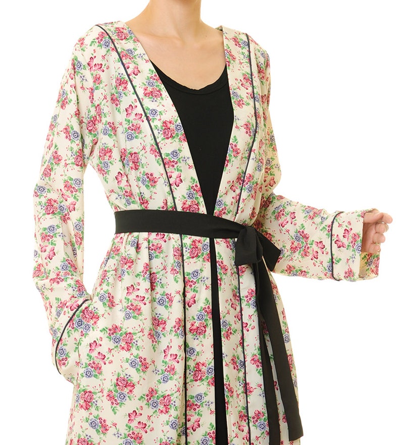 Long Sleeve Duster Cardigan Women With Pockets Floral Robe Etsy