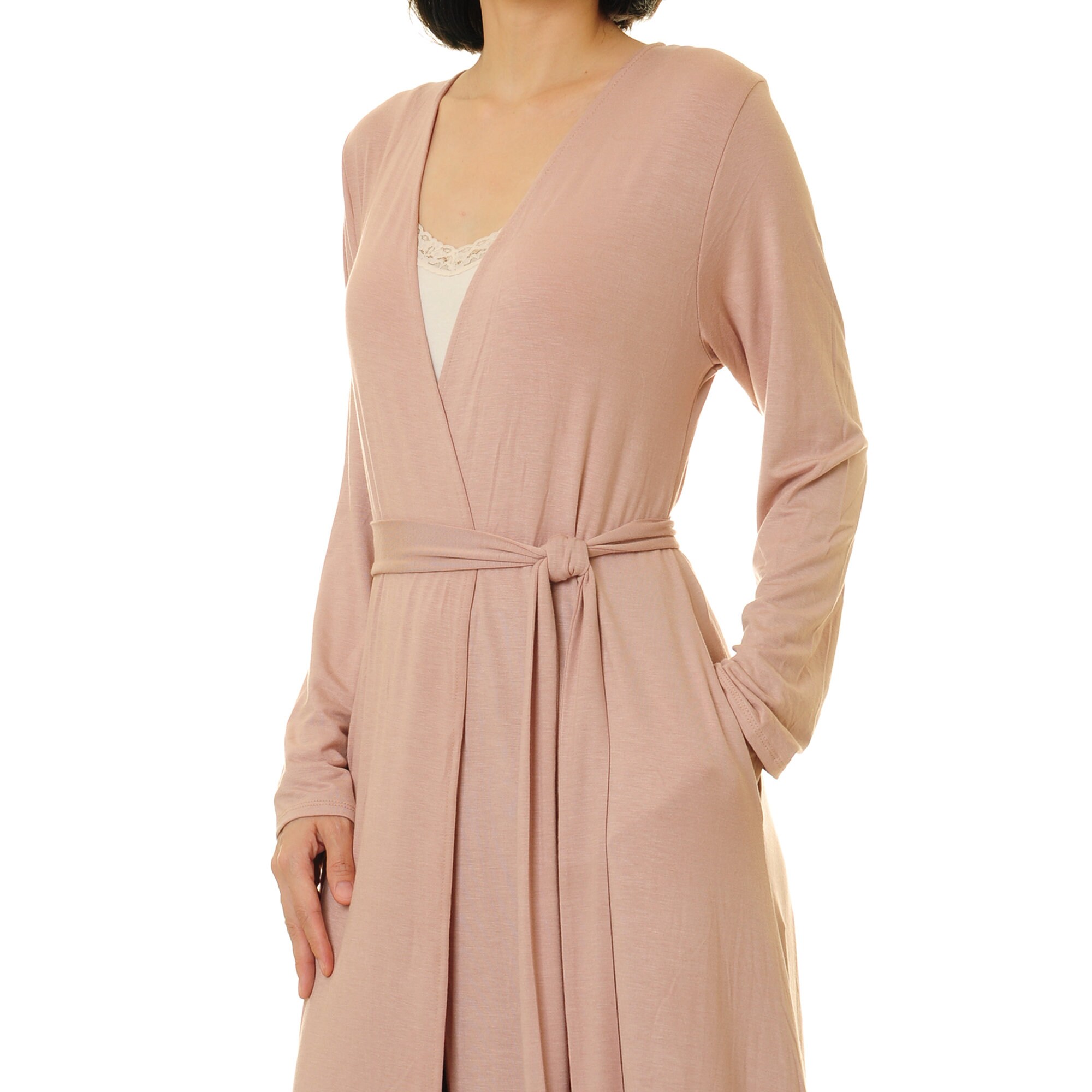 Dusty Pink Long Cardigan Women Pockets Long Duster Coat Etsy