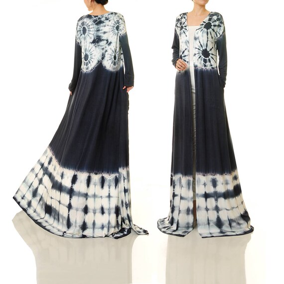 Tie Dye Cardigan Black Duster Cardigan Long Sleeve Etsy