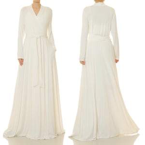 Getting Ready Robe White Kimono | Dressing Gown Bride | Bridal Robe Wedding | White Robe Long | White House Coat | Long White Dress 6701