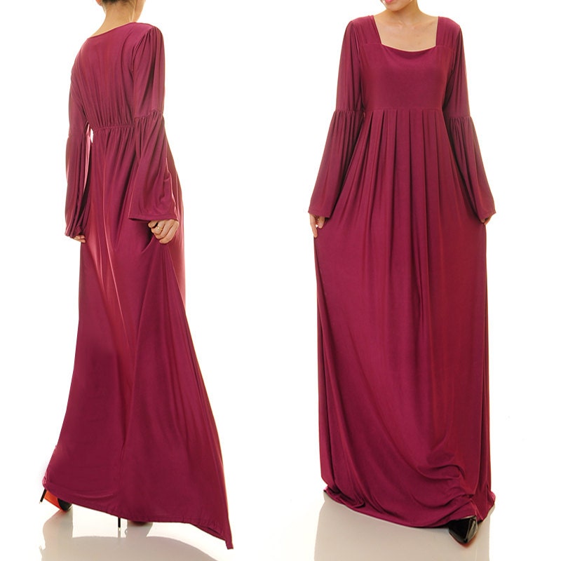 Magenta Maxi Dress Long Sleeve Maxi Dress Abaya Maxi Dress