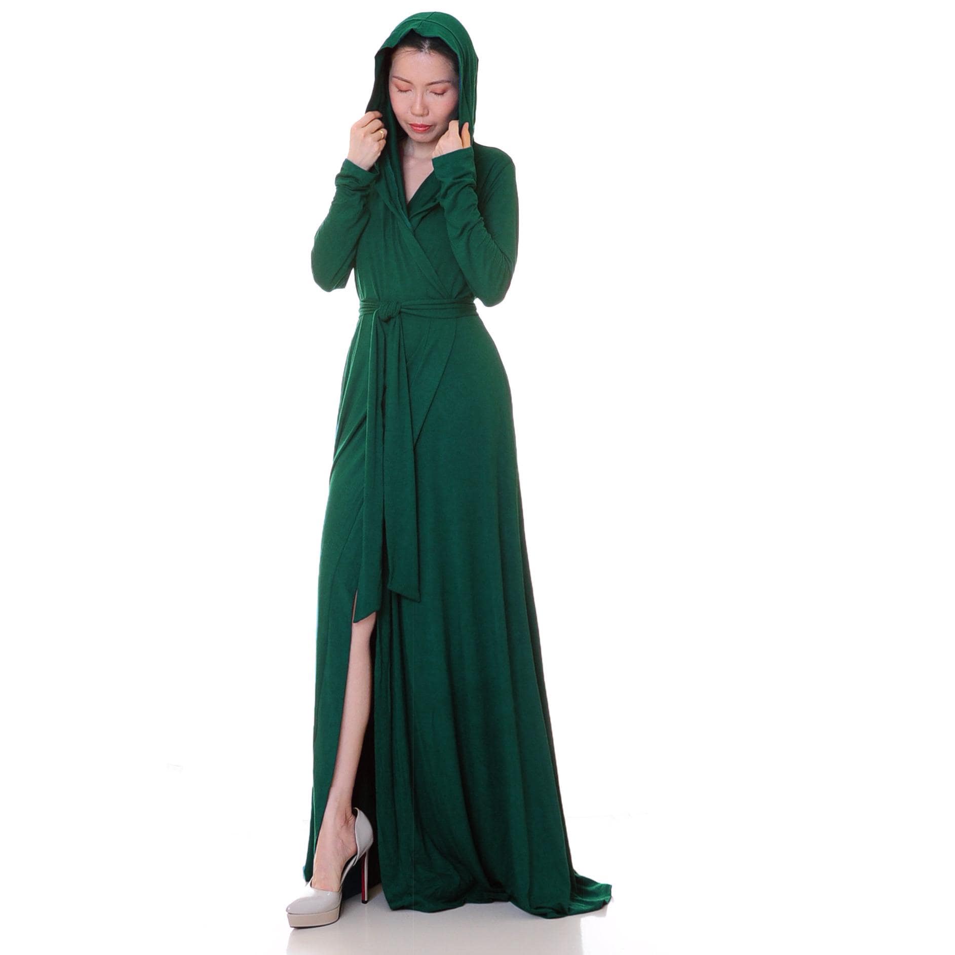 green emerald velvet dress Kelly Green V Neck Ruffle Sleeve Tiered Dress *FINAL SALE* – SSYS main image 1
