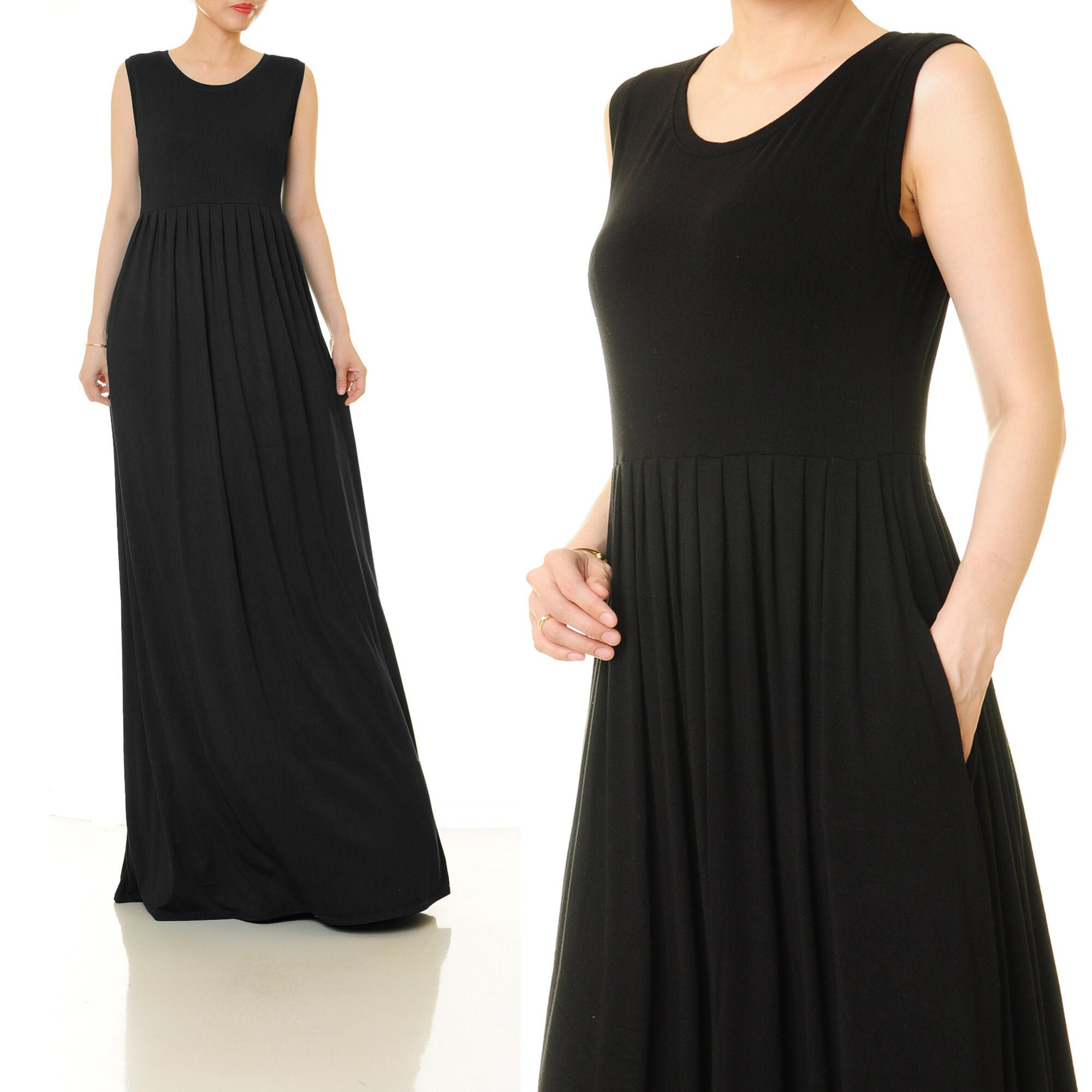 Black Maxi Dress Sleeveless Fit ☀ Flare ...