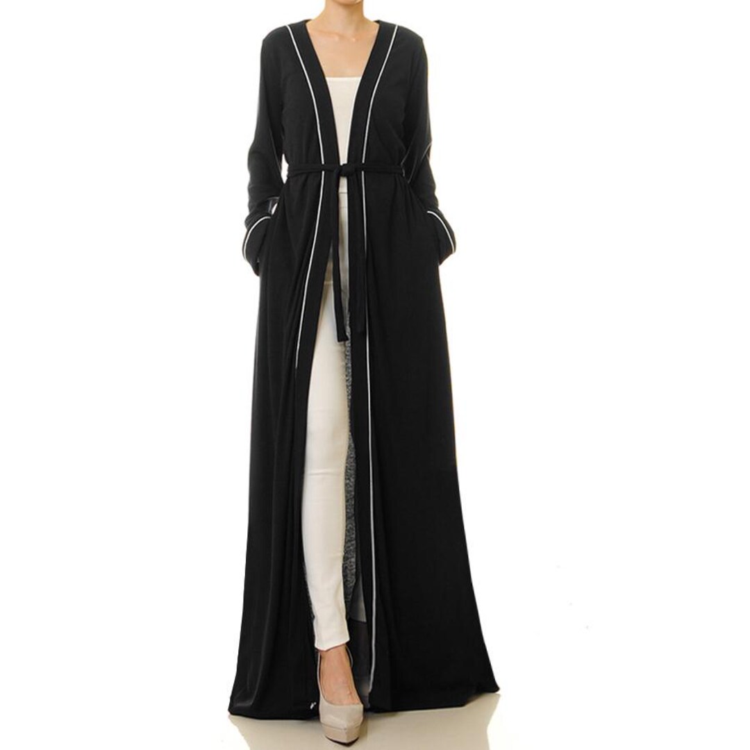 Black Duster Jacket Floor Length Dressing Gown Boho Open Style Kimono