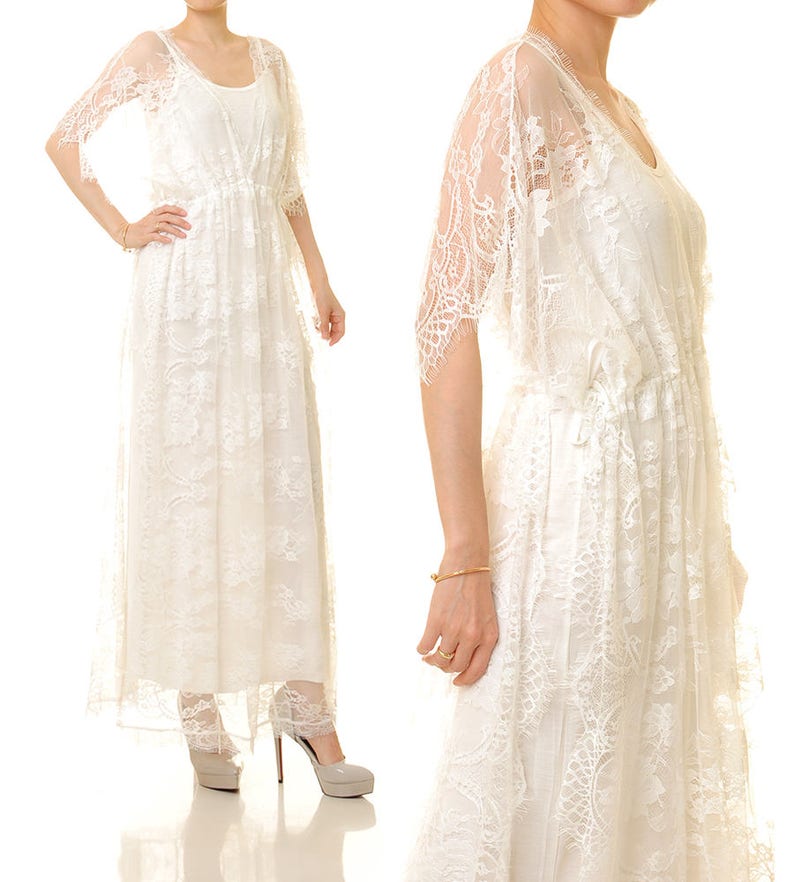 white lace overlay dress