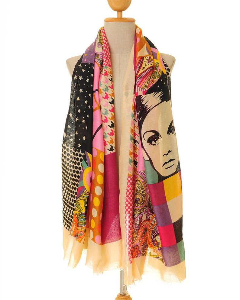 Pop Art Scarf Retro Scarf Graphic Scarf Comic Scarf | Etsy