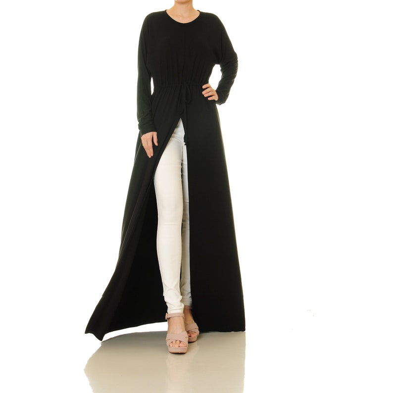 Long Sleeve Black Dress With Pockets Black Kaftan Dress High Etsy