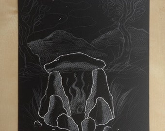 Mushroom magick Dark Art Satan Black Metal Print A5