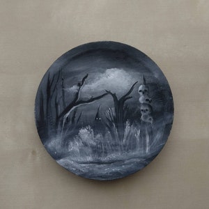Dead nature Black and White Painting on Wood Black Metal