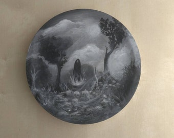 Dead nature Black and White Painting on Wood Black Metal