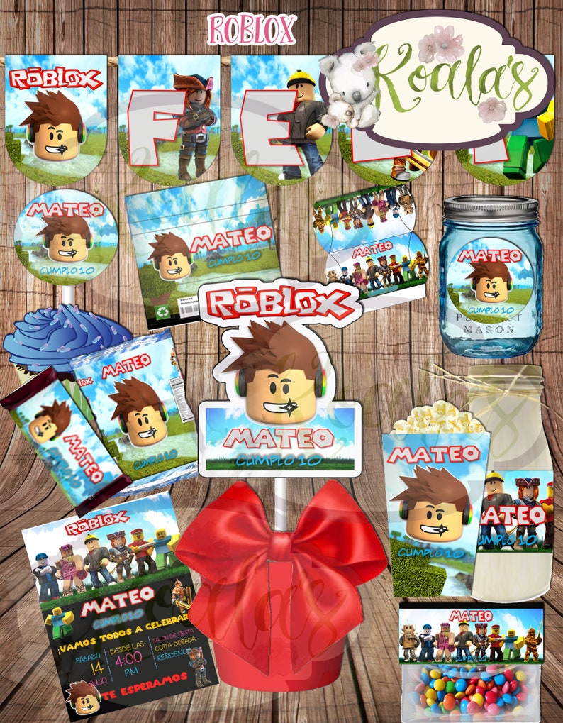 Kit Imprimible Y Editable Roblox Videojuego Diy Edita Imprime Decora Y A Celebrar - roblox candy wrapper etsy