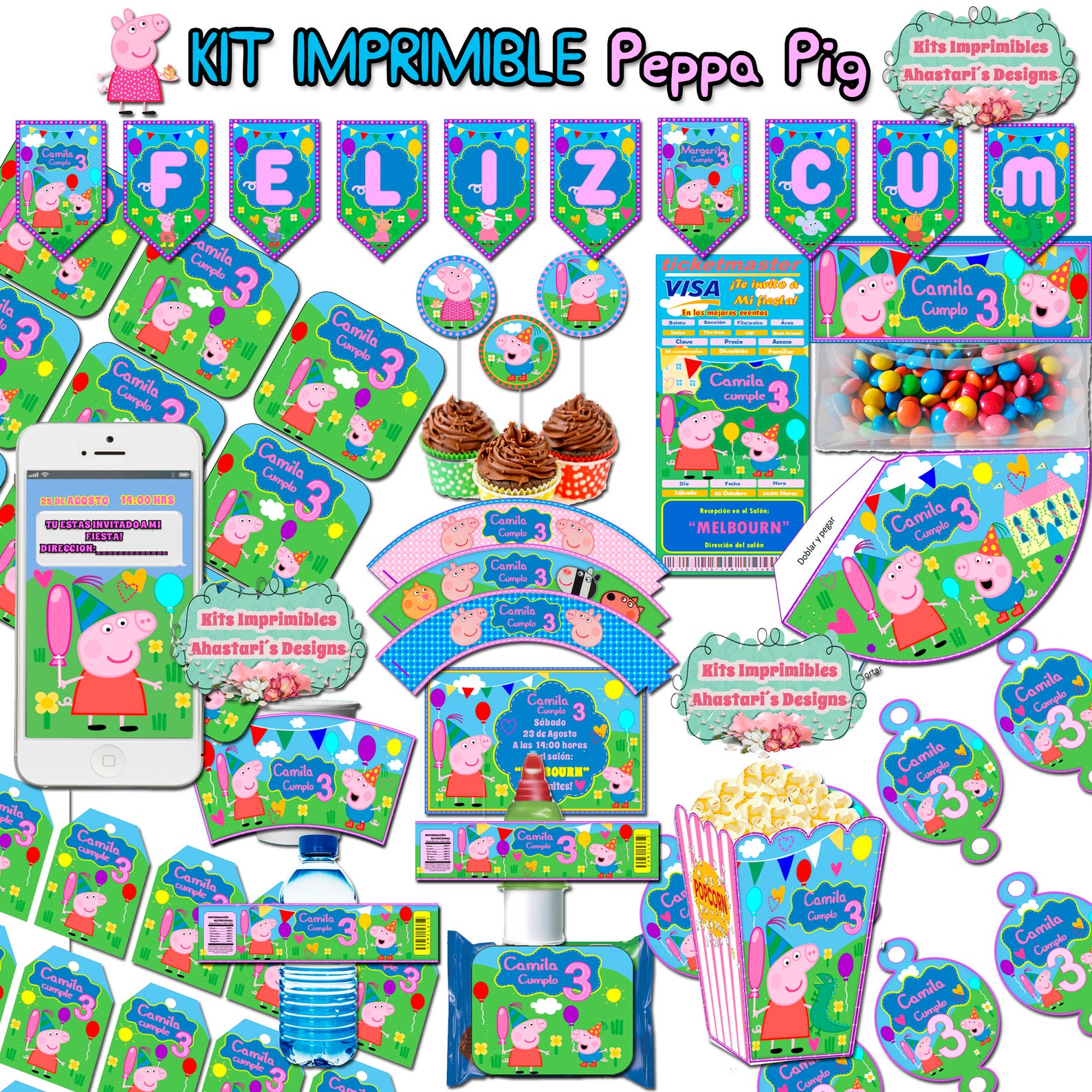 Kit Imprimible y editable de Peppa Pig Mesa de Dulces Candy Etsy