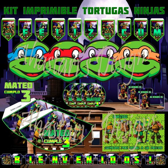 Kit Imprimible Y Editable De Tortugas Ninjas Mesa De Dulces Etsy - kit imprimible editable roblox videojuegos en venta en guadalajara