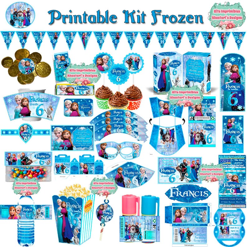 Download Printable and editable Kit Frozen Elsa and Anna party hat | Etsy