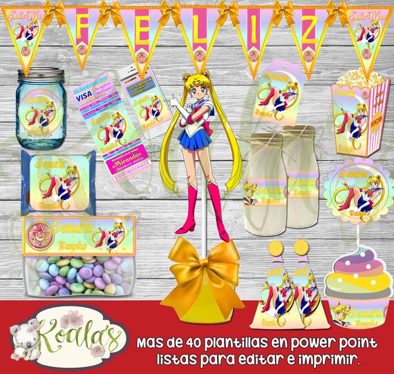 Printable And Editable Kit Sailor Moon Candy Table Candy Etsy - kit imprimible y editable roblox videojuego diy edita imprime decora y a celebrar