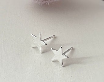 Silver star earrings, star stud earrings, Silver stars, Star jewellery, Everyday earrings