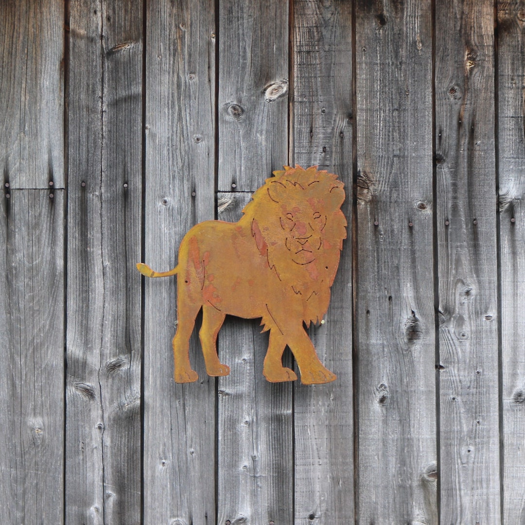 Lion Posts Metal Rusty Metal Lion Gift, Wall Mounted Bespoke Metal Lion Home or Garden ...