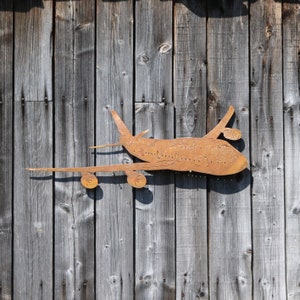 Rusty metal Boeing 747 plane wall art, rusty metal outdoor and garden art aviation gift, Fathers Day gift, 11th steel anniversary,