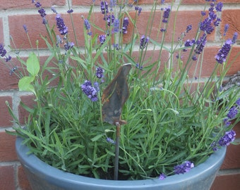 Rusty Metal Moongazing Hare – British Made Plant Pot Decoration