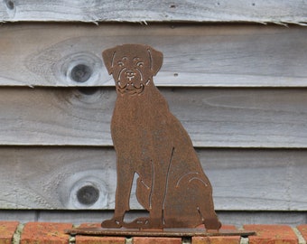 Rusty metal Rottweiler outdoor and garden gift, Rottweiler garden ornament, Rottweiler memorial