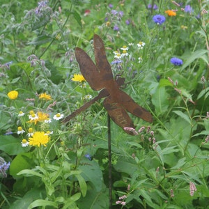 NEW metal &#39;Mum&#39; personalised dragonfly garden decoration.  British made rusty metal dragonfly gift, dragonfly garden gift