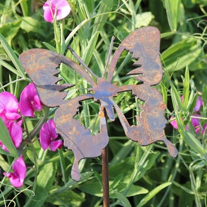 Rusty metal butterfly outdoor and garden gift, butterfly garden decoration, 11th steel anniversary gift