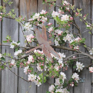 Metal &#39;Dad&#39; dragonfly garden decoration.  British made rusty metal dragonfly gift, dragonfly garden gift, Fathers Day gift