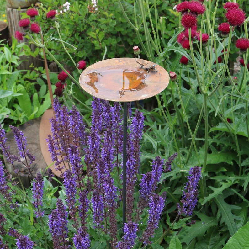 Abreuvoir corten, cadeau abeille extérieur et jardin, décoration originale de jardin d'abeilles en acier corten résistant aux intempéries image 1