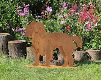 Cadeau extérieur et de jardin de chien grandeur nature d'épagneul de springer en métal rouillé, art de jardin d'épagneul de springer, fait britannique