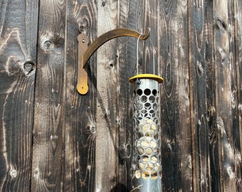 Support de panier suspendu en métal rouillé, mangeoire pour oiseaux, décoration murale de jardin