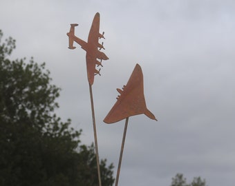 Rusty metal aircraft outdoor and garden gift - extended custom bespoke Lancaster and Vulcan bombers, Avro icons