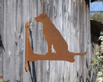 NEW - rusty metal Labrador gift, Labrador home decor gift, Labrador garden gift, original design Labrador wall plant hanging bracket